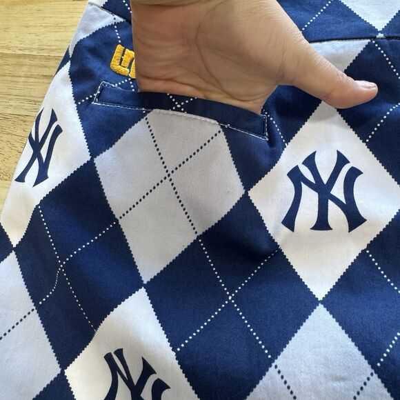 Loudmouth Mini Golf Skort Size 0 Blue Argyle New York Yankees MLB Spandex Pocket - Picture 7 of 13